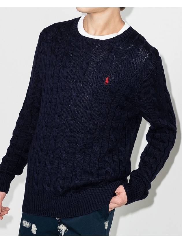 Embroidery Logo Cable Knit Top Navy - POLO RALPH LAUREN - BALAAN 3