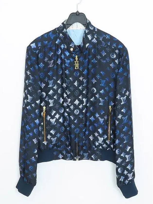 1A9L95 Navy Mahina Monogram Reversible Map Print Bomber Women s Jacket - LOUIS VUITTON - BALAAN 1