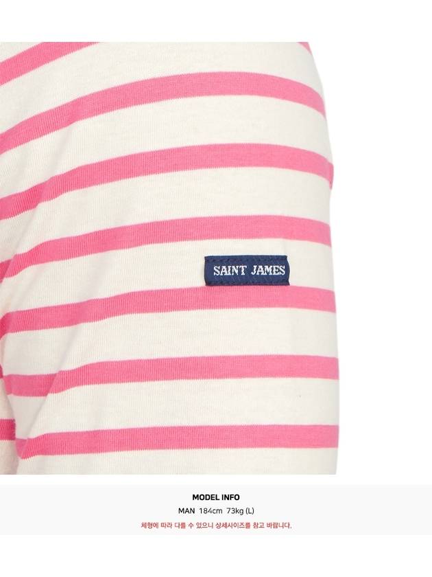 Minquiers Modern Stripe Long Sleeve T-Shirt White Pink - SAINT JAMES - BALAAN 7