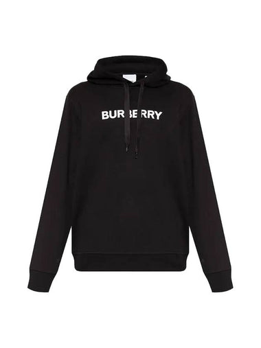 Logo Print Cotton Hoodie Black - BURBERRY - BALAAN 1