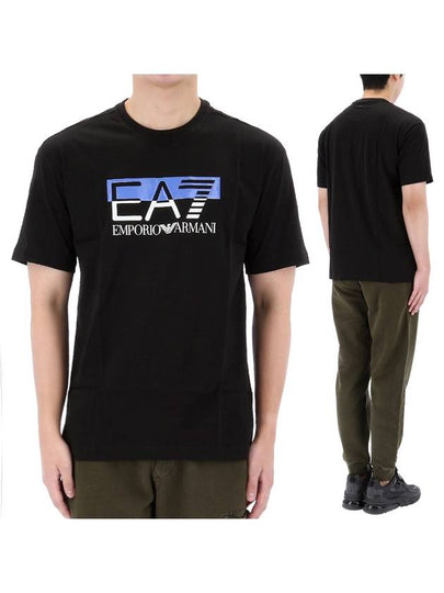 EA7 Logo Cotton Short Sleeve T-Shirt Black - EMPORIO ARMANI - BALAAN 2