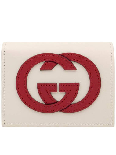 658233 Cream Beige Interlocking G Logo Basket Eclipse Half Wallet - GUCCI - BALAAN 1