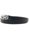 Men's Double Gancini Reversible Leather Belt Black Testa di Moro - SALVATORE FERRAGAMO - BALAAN 3