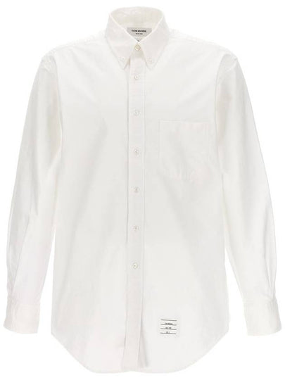 Men's Logo Patch Classic Cotton Long-Sleeve Shirt White - THOM BROWNE - BALAAN 2