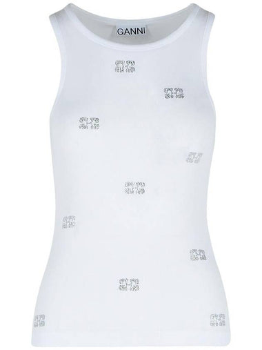 Ganni White Cotton Tank Top - GANNI - BALAAN 1