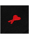 Small Heart Logo Classic Wool Scarf Black - AMI - BALAAN 4