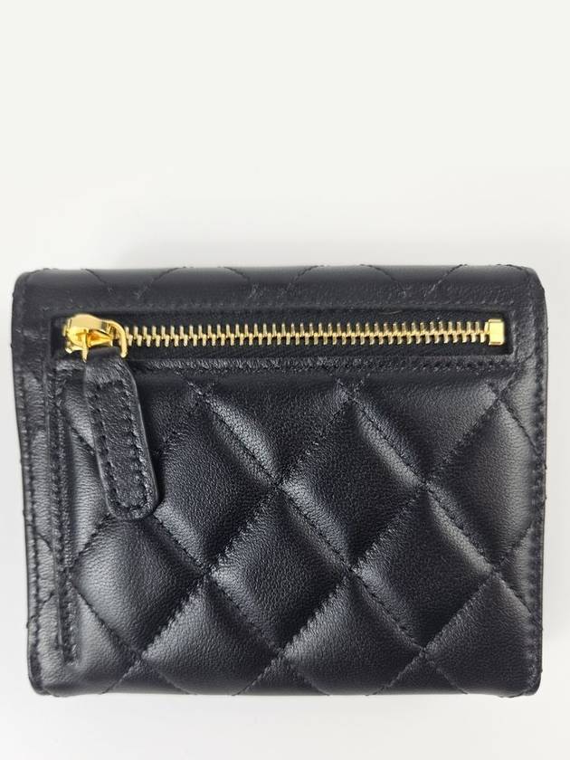 Classic Small Flap Wallet Lambskin Gold Black - CHANEL - BALAAN 4