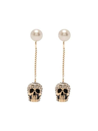 Pave Skull Earrings Gold - ALEXANDER MCQUEEN - BALAAN 1