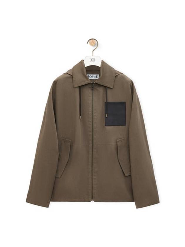 Cotton Hoodie Jacket Khaki Brown - LOEWE - BALAAN 2