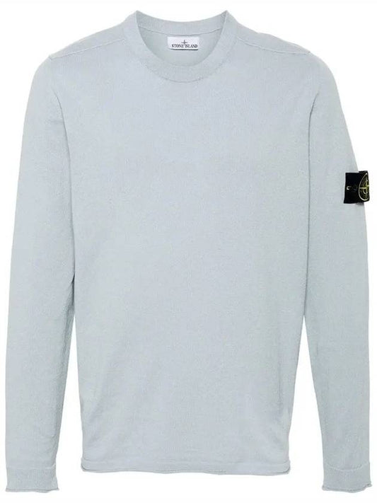 Raw Hand Cotton Crewneck Knit Top Sky Blue - STONE ISLAND - BALAAN 2