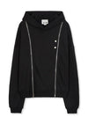 Front double zip hoodie black - S SY - BALAAN 5