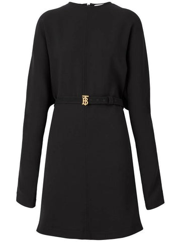 Women's Monogram Motif Silk Caddy Short Dress Black - BURBERRY - BALAAN 1