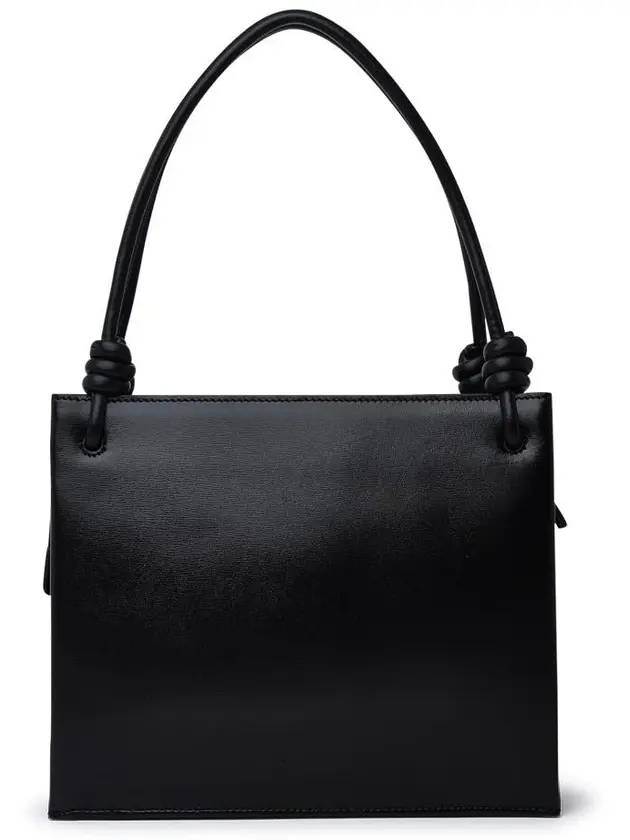 Logo Print Square Leather Tote Bag Black - JIL SANDER - BALAAN 4