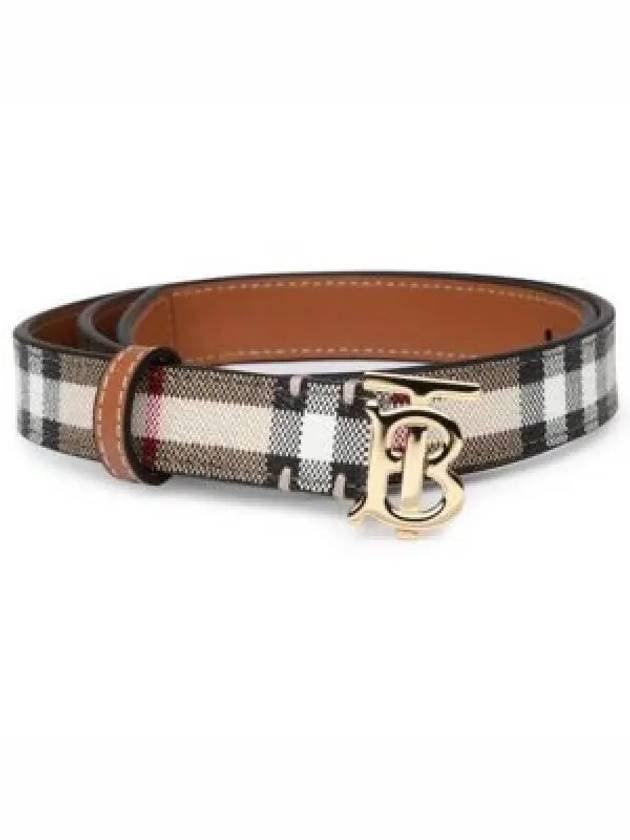 Plaid Check Pattern Leather Belt Beige - BURBERRY - BALAAN 2