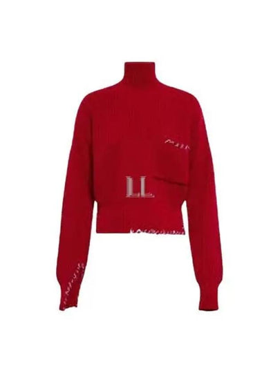 Stitch Unfinished Cut Wool Turtleneck Red - MARNI - BALAAN 2