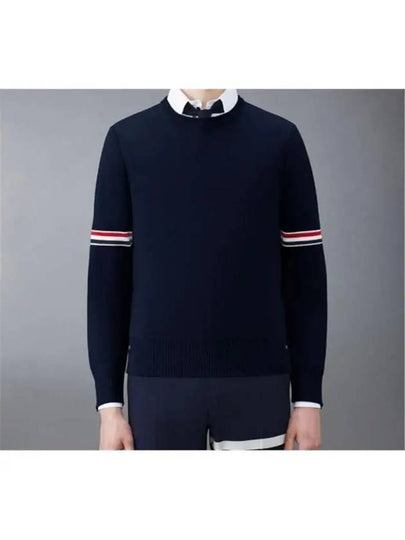 Men's Milan Stitch Armband Crew Neck Knit Top Navy - THOM BROWNE - BALAAN 2