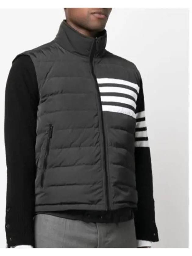 4 Bar Poly Twill Down Vest Charcoal - THOM BROWNE - BALAAN 3