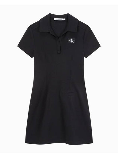 Jeans Milan Utility Polo Short Dress Black - CALVIN KLEIN - BALAAN 1