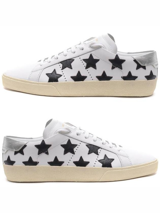 Men's Star Leather Patch Sneakers 421572_CN640_9274_17S - SAINT LAURENT - BALAAN 1