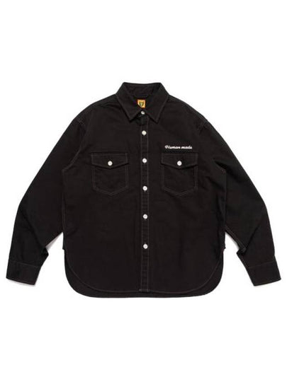 Cotton Twill Long Sleeve Shirt Black - HUMAN MADE - BALAAN 2