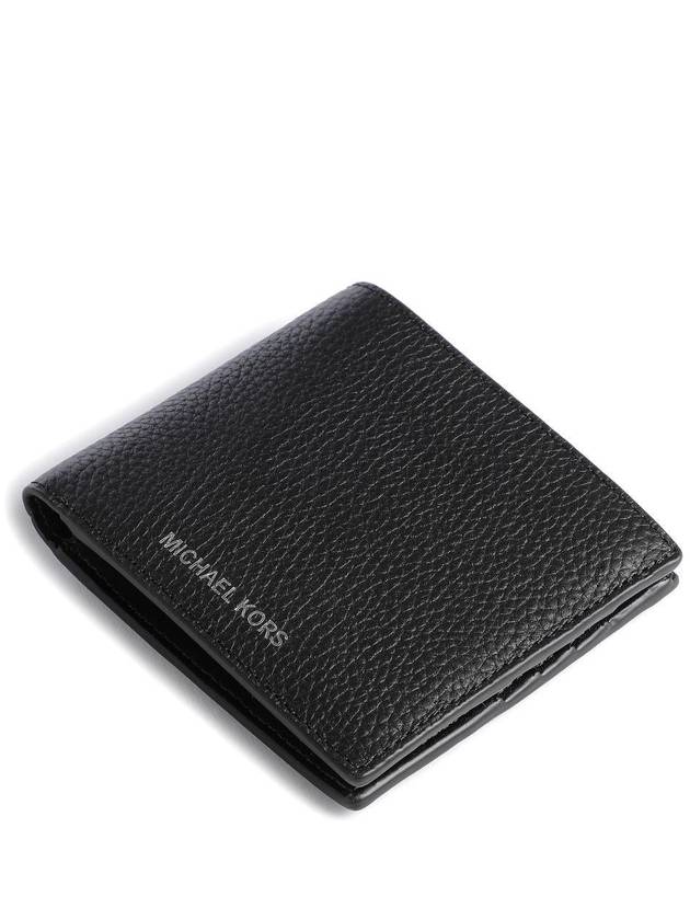 Men's Hudson Pebbled Leather Slim Half Wallet Black - MICHAEL KORS - BALAAN 5