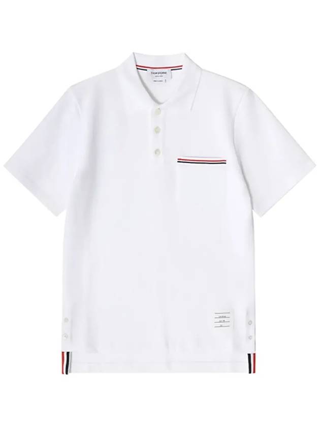 RWB Pocket Interlock Cotton Short Sleeve Polo Shirt White - THOM BROWNE - BALAAN 6