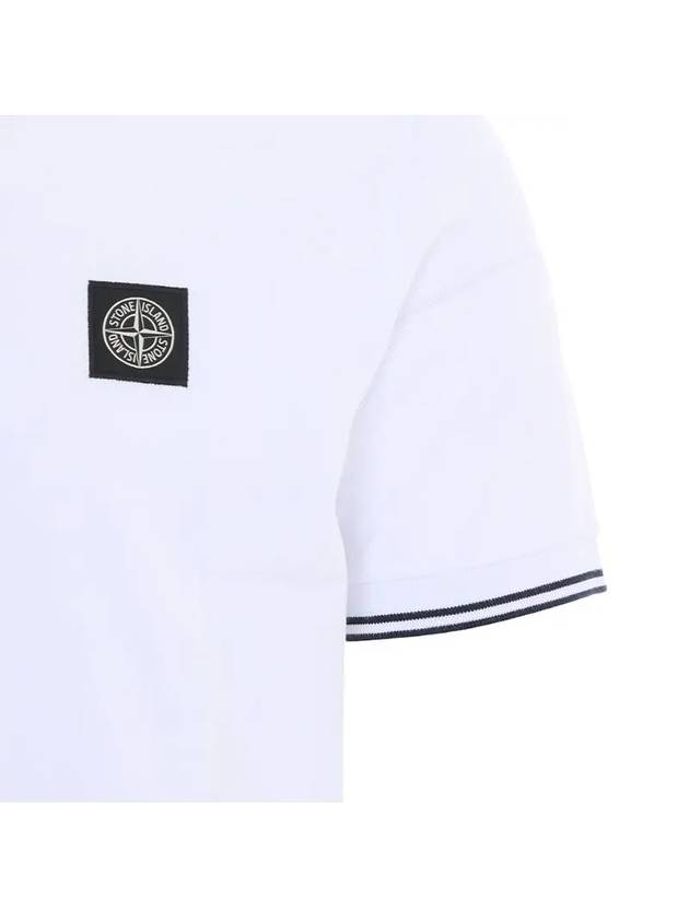 Stretch Cotton Pique Short Sleeve Polo Shirt White - STONE ISLAND - BALAAN 5