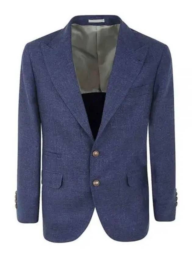 Linen Wool Blazer Jacket Blue - BRUNELLO CUCINELLI - BALAAN 2