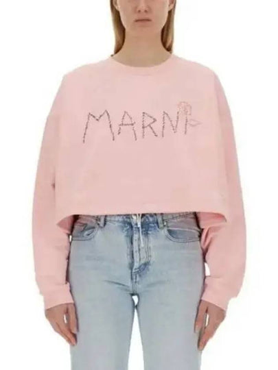 Embroidered Logo Crop Sweatshirt Pink - MARNI - BALAAN 2