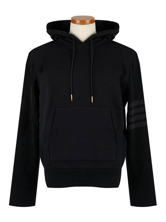 Classic Loopback 4-Bar Cotton Hoodie Navy - THOM BROWNE - BALAAN 2