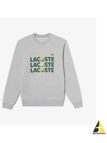 Men s Heavy Jersey Lettering Ball Graphic Sweatshirt Melange Gray - LACOSTE - BALAAN 1