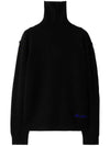 Embroidered Logo Roll Neck Cashmere Knit Top Black - BURBERRY - BALAAN 1