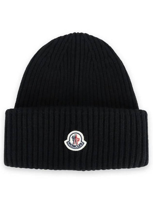 Logo Patch Wool Beanie Black 3B00066 M1127 999 - MONCLER - BALAAN 2