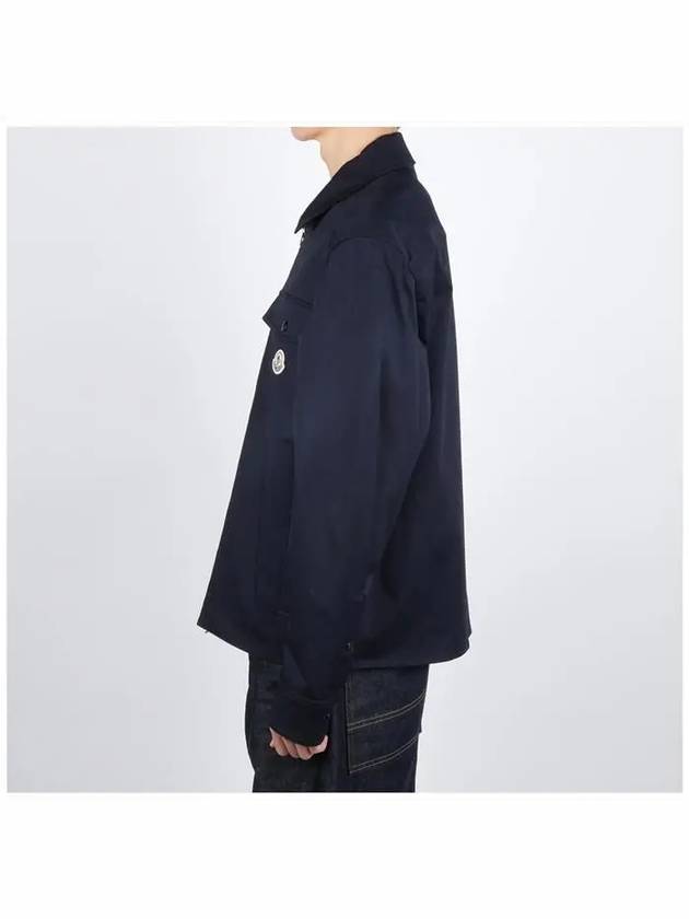 Cotton Gabardine Zip-Up Jacket Navy - MONCLER - BALAAN 4