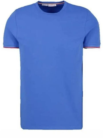 8C71600 87296 772 Arm Logo Round Short Sleeve T shirt Blue Men s TJ 270610 - MONCLER - BALAAN 1