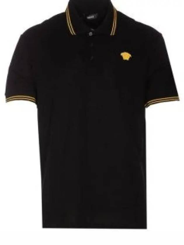 Medusa Head Embroidery Cotton Polo Shirt Black - VERSACE - BALAAN 2