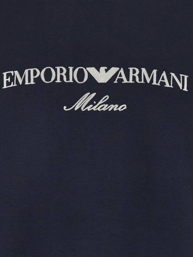 Blue Crewneck Sweatshirt With Maxi Logo Lettering On The Front In Cotton Blend Stretch Man - EMPORIO ARMANI - BALAAN 3