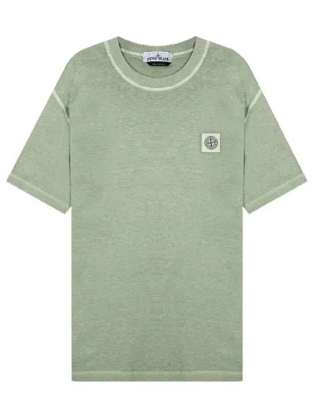 Pisato Effect Logo Patch Short Sleeve T-Shirt Green - STONE ISLAND - BALAAN 2