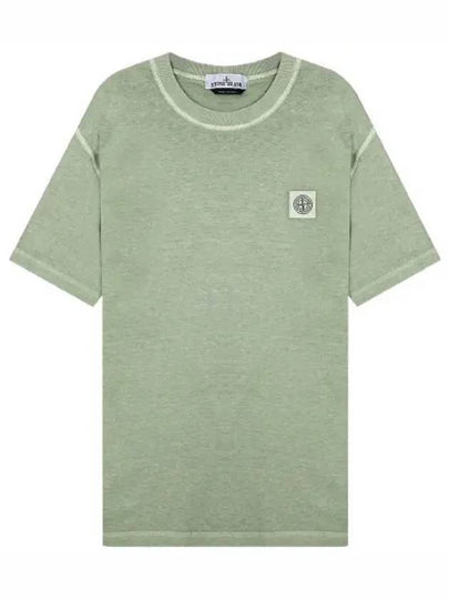 Pisato Effect Logo Patch Short Sleeve T-Shirt Green - STONE ISLAND - BALAAN 2