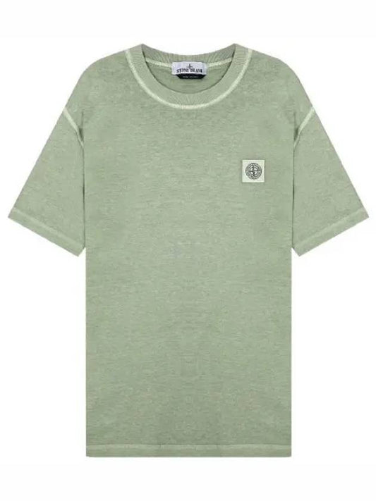 Pisato Effect Logo Patch Short Sleeve T-Shirt Green - STONE ISLAND - BALAAN 2
