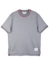 RWB Trimmed Cotton Short Sleeve T-Shirt Grey - THOM BROWNE - BALAAN 2