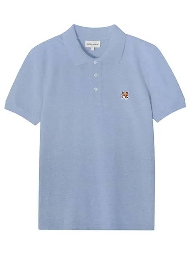 Fox Head Patch Cotton Polo Shirt Blue - MAISON KITSUNE - BALAAN 5