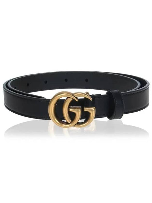 GG Marmont Double Buckle Thin Belt Black - GUCCI - BALAAN 2