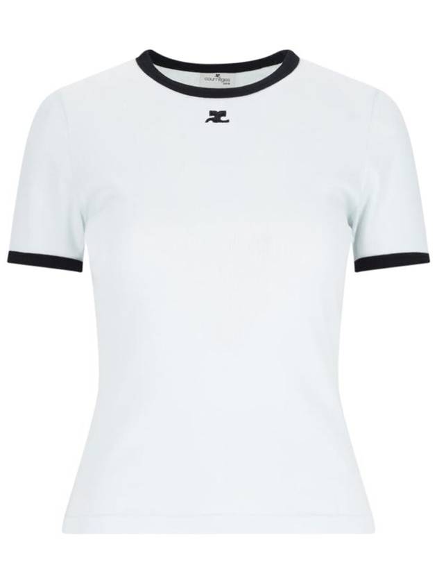 Contrast Trimming Logo Patch Short Sleeve T-Shirt White - COURREGES - BALAAN 2