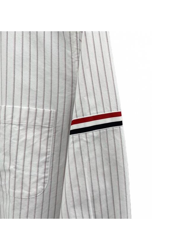 Oxford Armband Stripe Cotton Long Sleeve Shirt White - THOM BROWNE - BALAAN 4