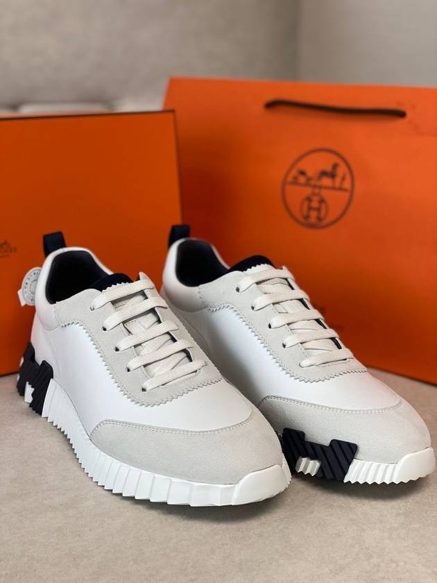 Bouncing Sneakers Calfskin Suede Goatskin Blanc - HERMES - BALAAN 4