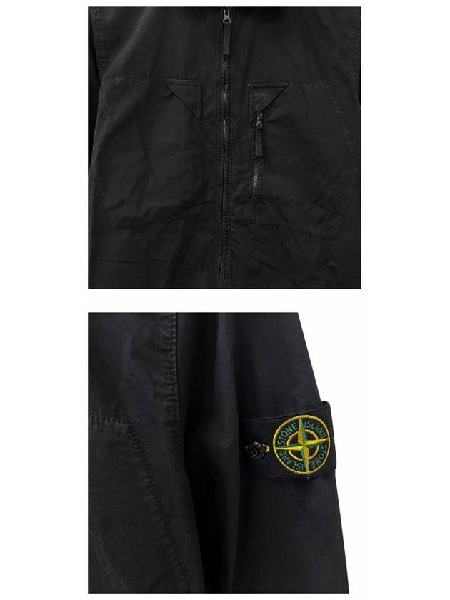 Wappen Patch Old Treatment Zip-Up Overshirt Black - STONE ISLAND - BALAAN 6