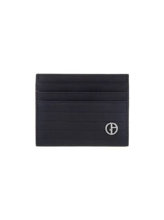 Men s Patterned Leather Card Holder Black 271497 - GIORGIO ARMANI - BALAAN 1