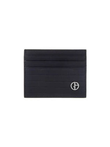 Men s Patterned Leather Card Holder Black - GIORGIO ARMANI - BALAAN 1