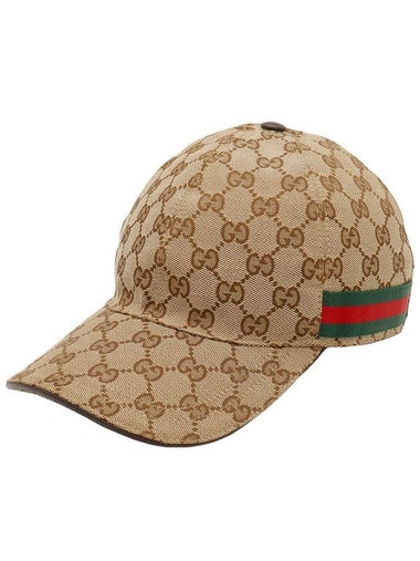 Beige Original GG Canvas WEB Detail Baseball Cap S - GUCCI - BALAAN 1